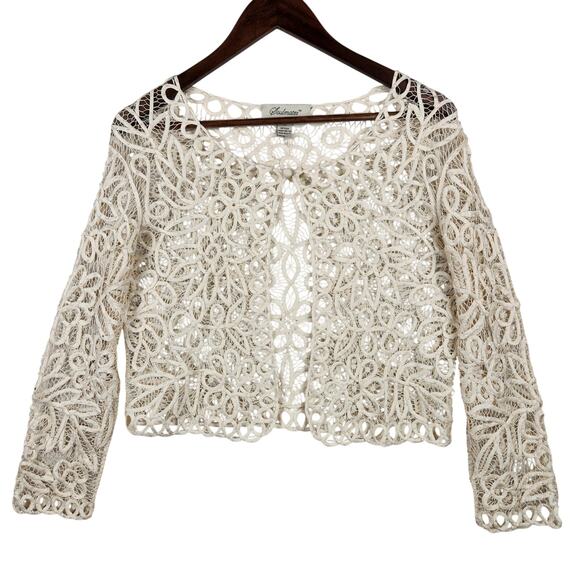 Soulmates Women's Silk Cream Lace Cardigan Women’s SZ M EUC - Picture 1 of 13